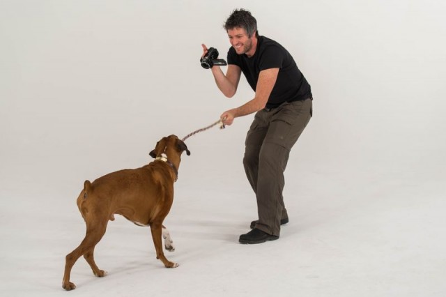 Camera man Daniel Oron and Rescue Rocks Boxer