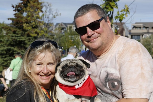 Susie, Tim and Fishstick the Pug at Wooftsock