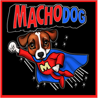 Macho illustrated image as super dog