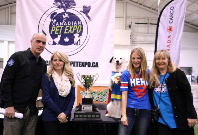 Grant, Sara, Hero the Super Collie and Susie at Canadian Pet Expo Winning