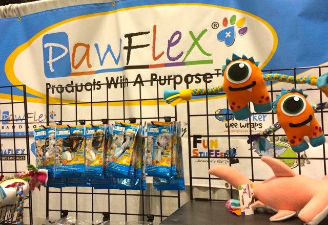 pawflex WWE dog beds booth at global pet expo