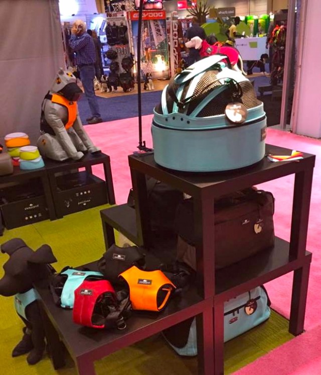 Sleepy Pod harnesses and carriers booth at global pet expo