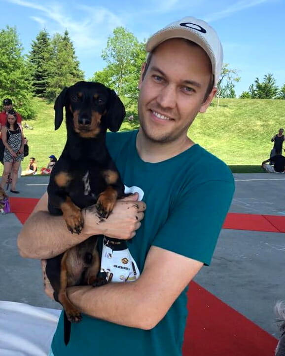 Crusoe and owner at woofstock