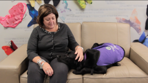 Iggy and Karyn on the couch at boost