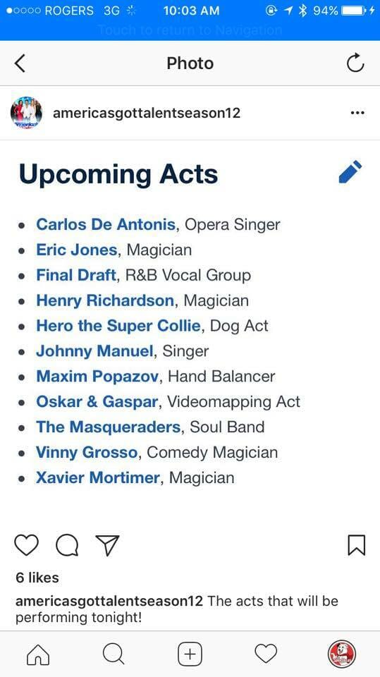 AGT Upcoming acts