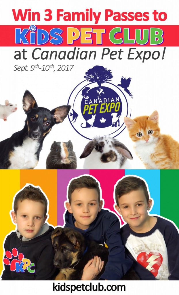 3 Chances to WIN in this awesome new Family Pass Giveaway to Fall Canadian Pet Expo Sept 9th & 10th 2017