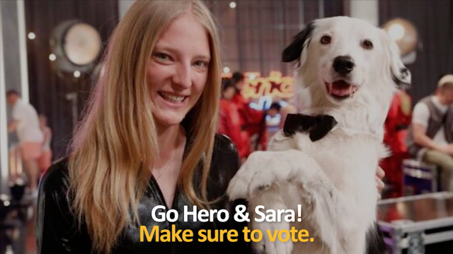 Sara and Hero the Super Collie ready for AGT- make sure to vote