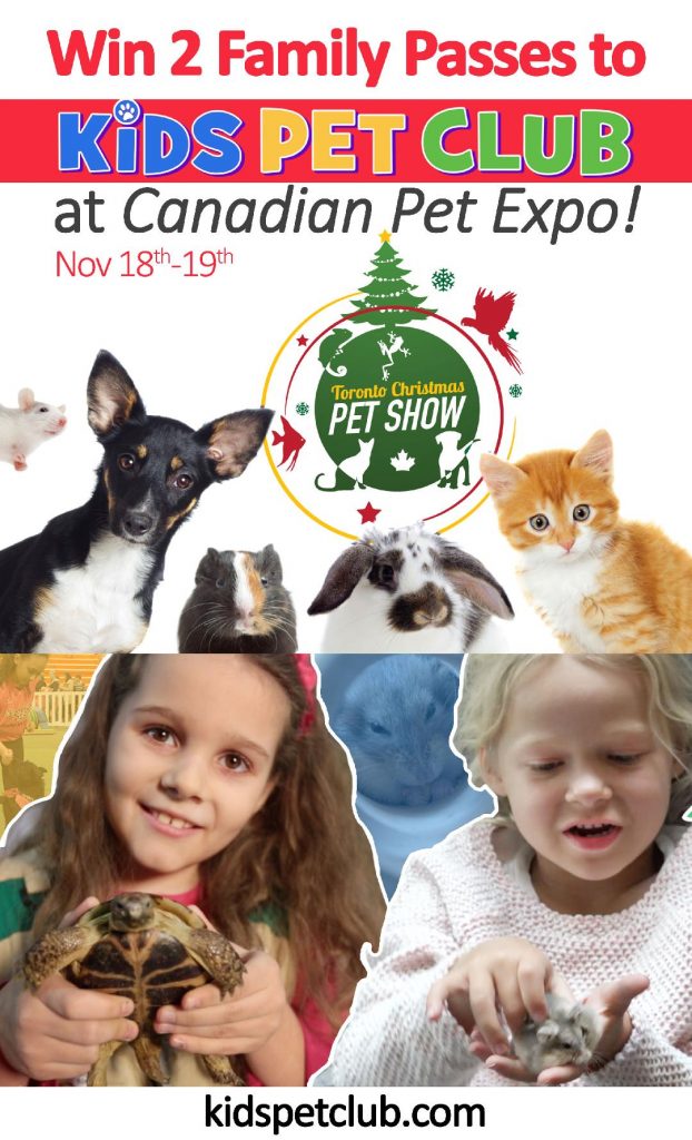 New Giveaway to win 2 Family Passes to Christmas Canadian Pet Expo and visit Kids' Pet Club and Talent Hounds there