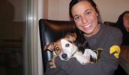 Valentines Contest Photo girl smiling with a jack russell