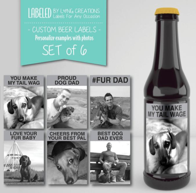 Custom waterproof Dog Dad Beer Labels make great Father's day gifts